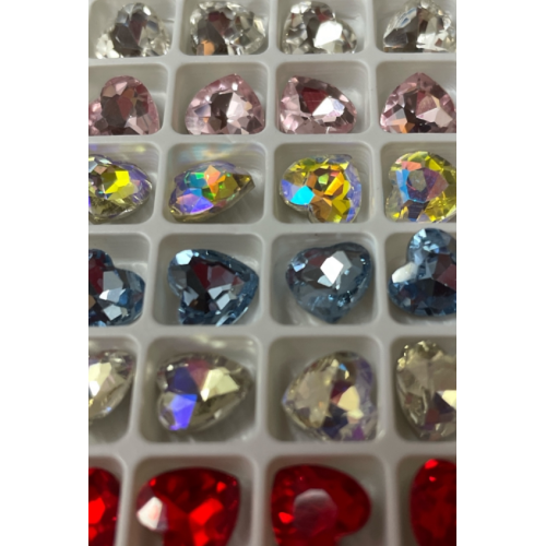 Σετ 24 Colorful 3D Heart Rhinestones Χρωματιστά