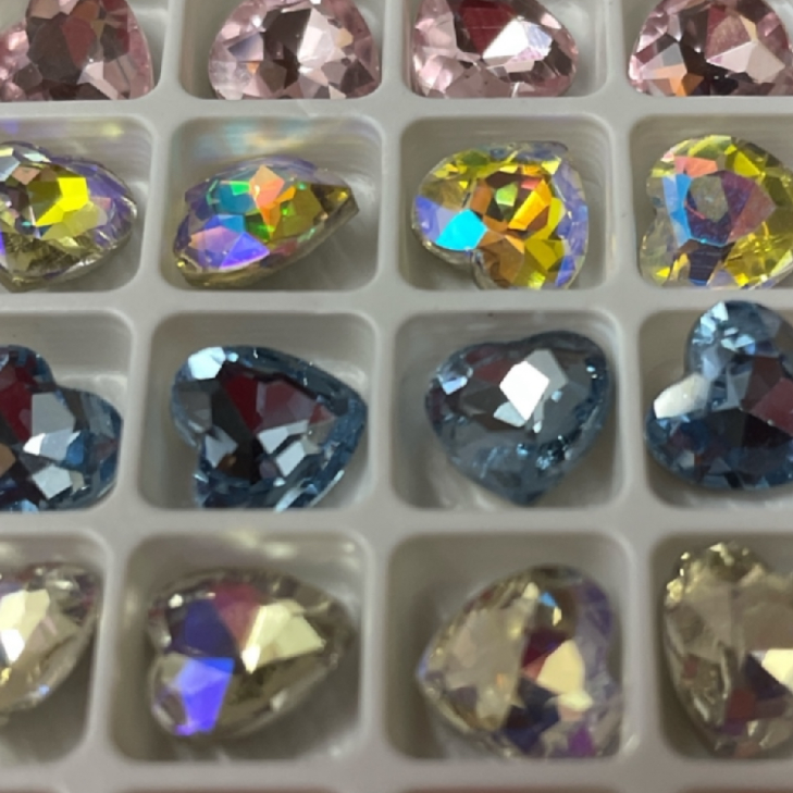 Σετ 24 Colorful 3D Heart Rhinestones Χρωματιστά