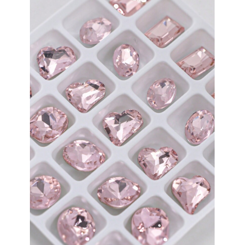 Σετ 24 Colorful 3D Heart Rhinestones Ροζ