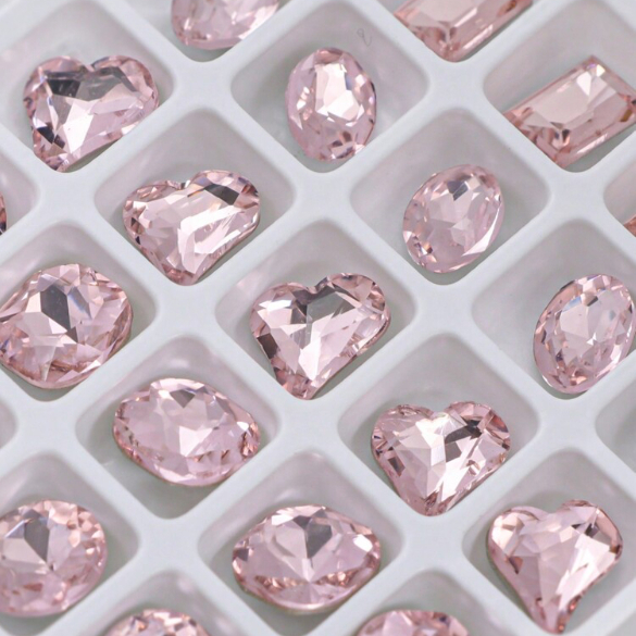 Σετ 24 Colorful 3D Heart Rhinestones Ροζ