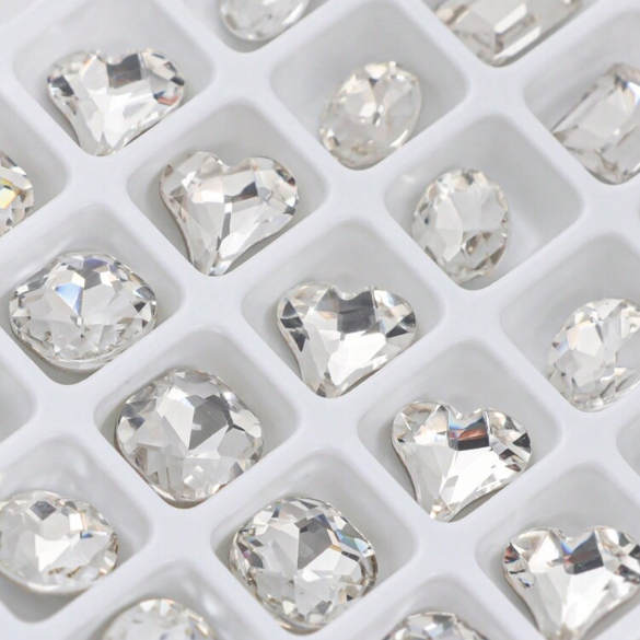 Σετ 24 Colorful 3D Heart Rhinestones Ασημί