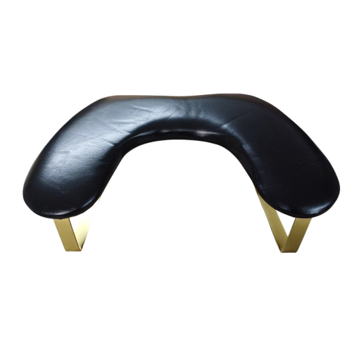 Σκαμπό Μανικιούρ Με Μεταλλικά Πόδια Δερμάτινο Μαύρο