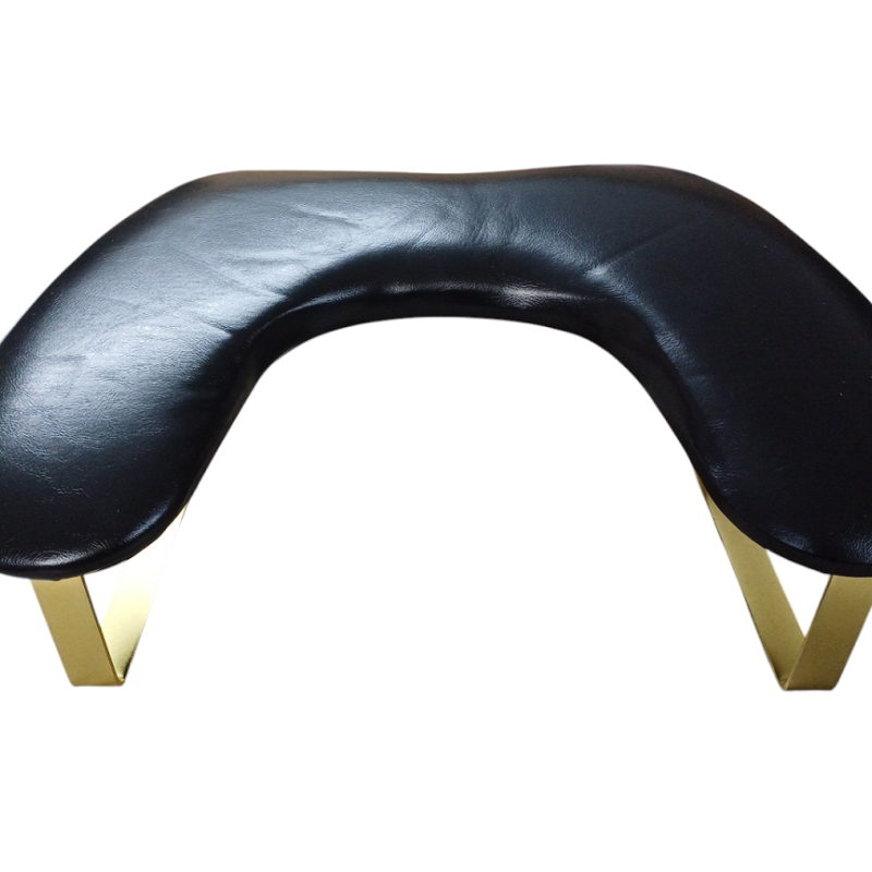 Σκαμπό Μανικιούρ Με Μεταλλικά Πόδια Δερμάτινο Μαύρο
