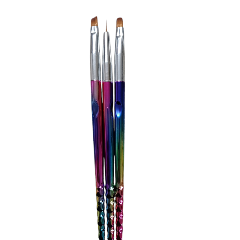 Πινέλα Νυχιών Nail Art Rainbow Σετ 3 τεμαχίων