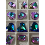 Σετ 12 Colorful 3D Heart Rhinestones Μωβ
