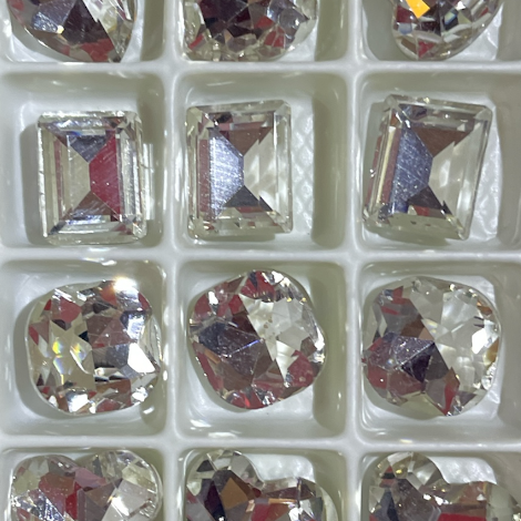 Σετ 12 Colorful 3D Heart Rhinestones Ασημί