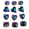 Σετ 12 Colorful 3D Heart Rhinestones Μωβ