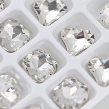 Σετ 12 Colorful 3D Heart Rhinestones Ασημί