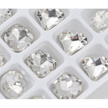 Σετ 12 Colorful 3D Heart Rhinestones Ασημί